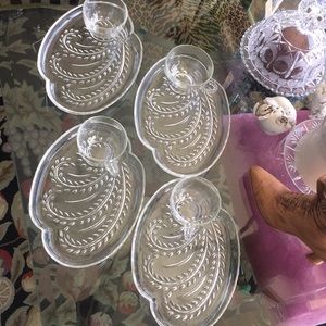 Vintage Glass Snack set for 4